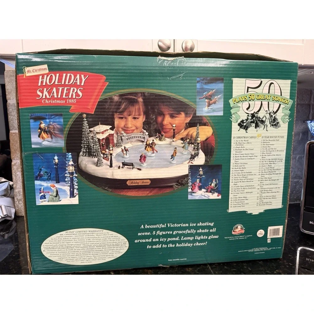 NEW 1995 Mr. Christmas Holiday Skaters Victorian Ice Skating Animated Music RARE